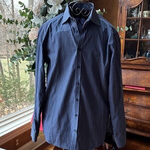 SAND Copenhagen Navy and Checkered Button Down Shirt